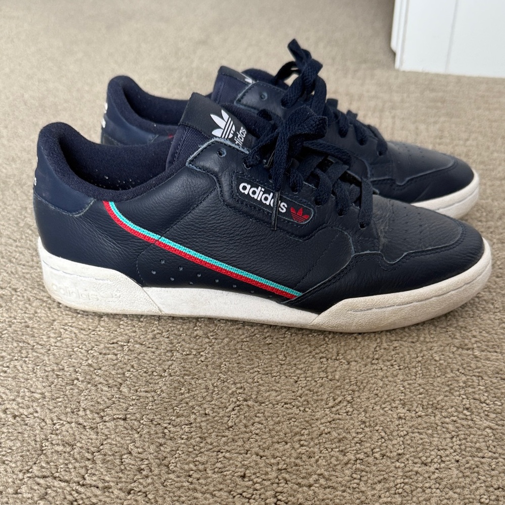 adidas Originals Men's Dark Blue Sneakers with Red and Teal Accents
